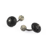 Cufflinks Lava Dalmatian Jasper Silver With Box, small