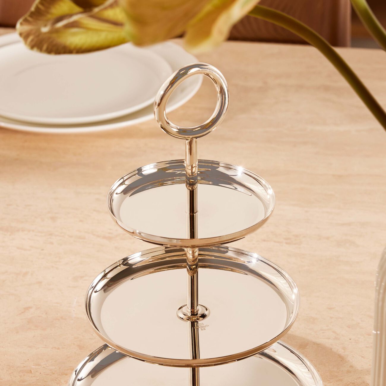 christofle vertigo cake stand silver plated