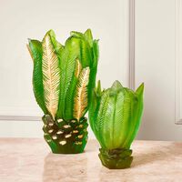 daum palm beach vase small green