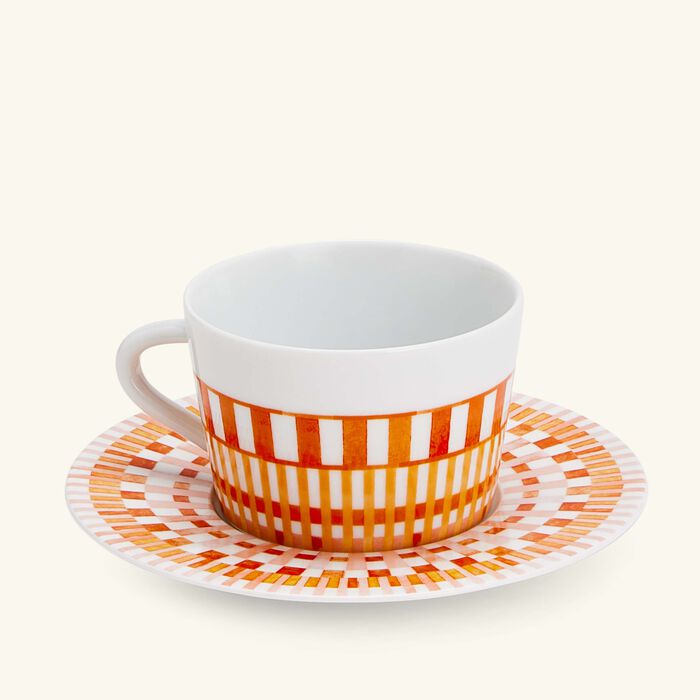 bernardaud terra rosa tea cup   saucer orange set of 2