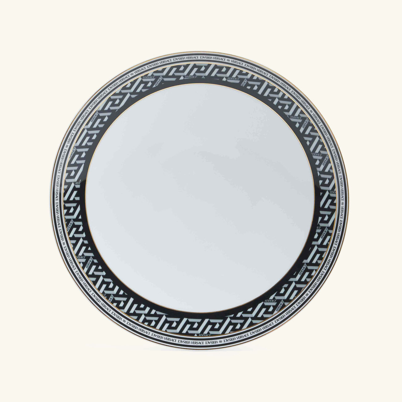 versace la greca signature serving plate round white 28cm