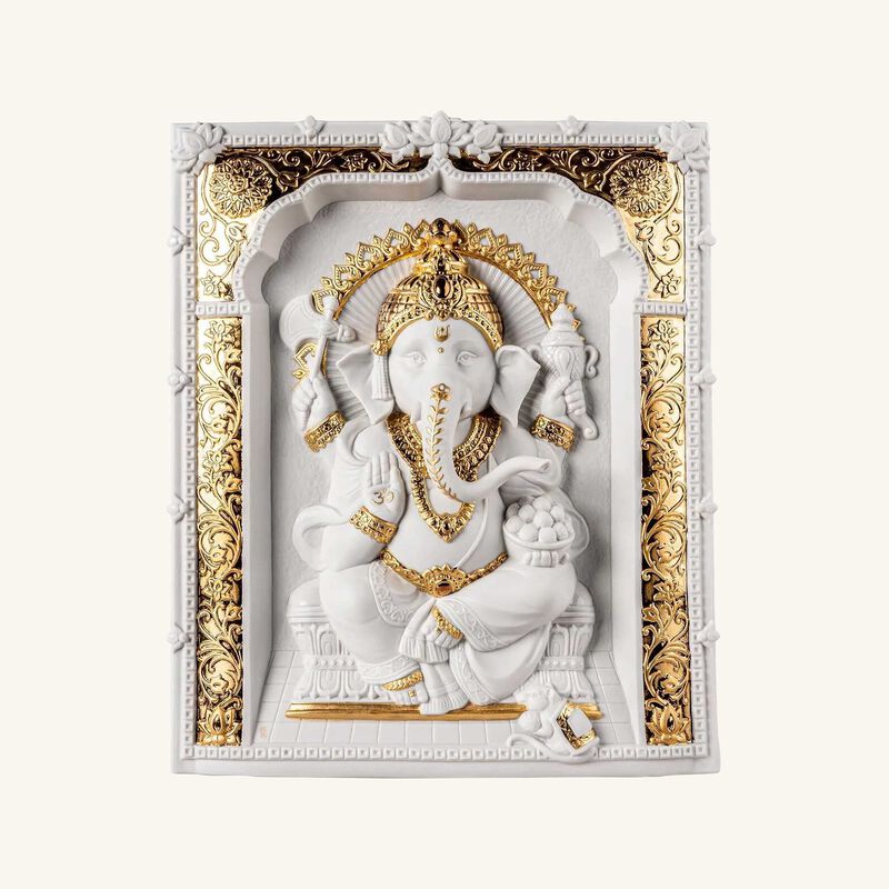 lladro lord ganesha wall art medium white