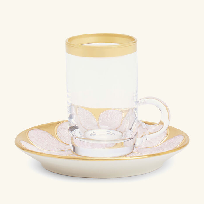 villari amour arabic tea cup saucer clear