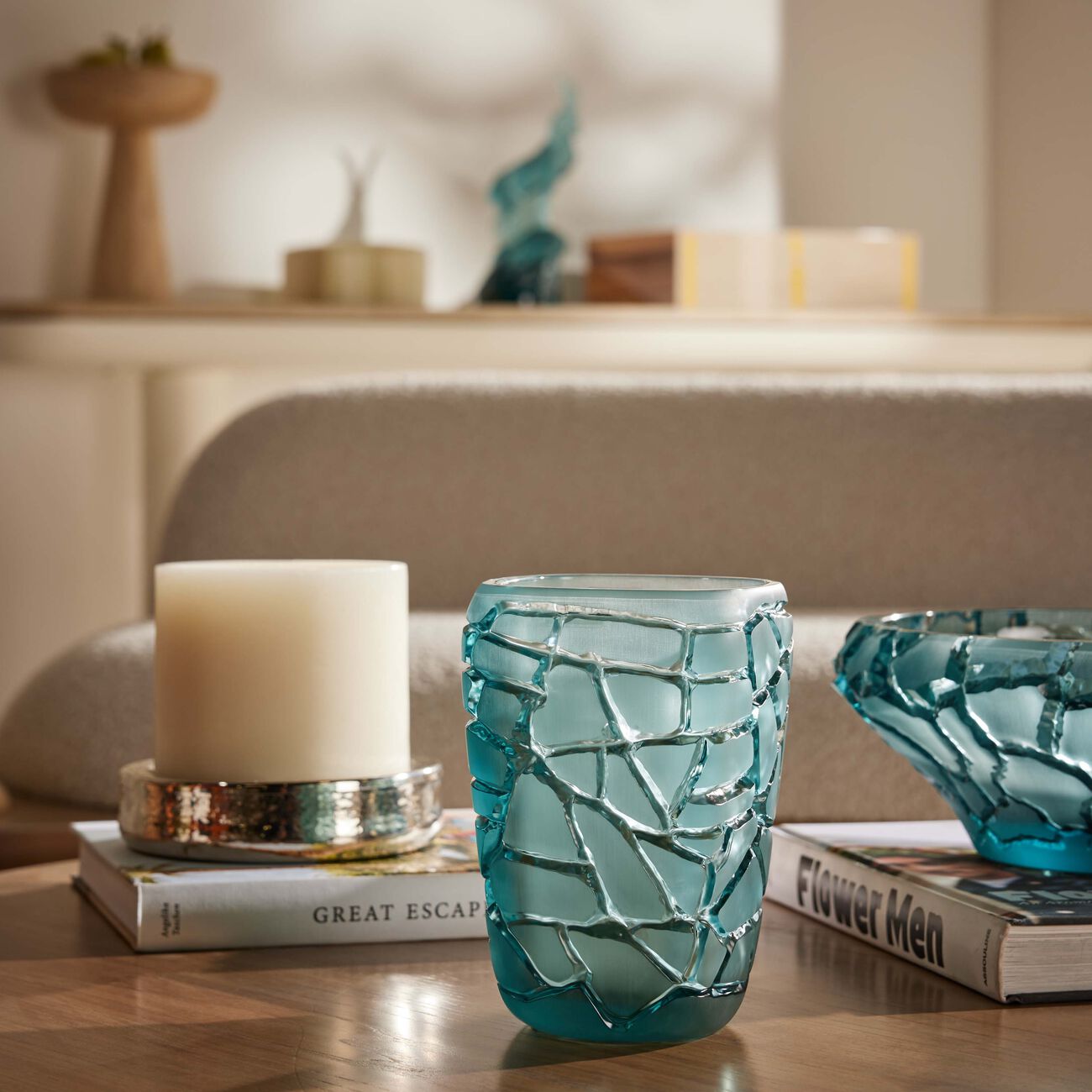 lalique terramineral magnitude vase round small blue