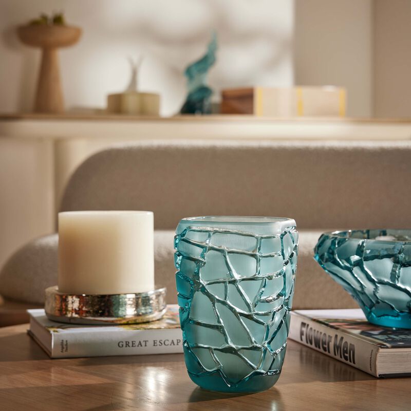 lalique terramineral magnitude vase round small blue