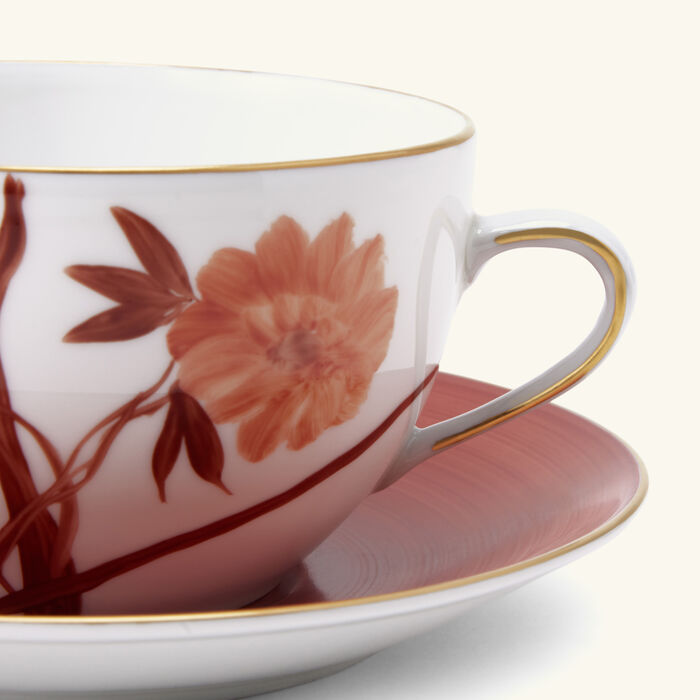 marie daage bouquet de vie tea cup saucer orange