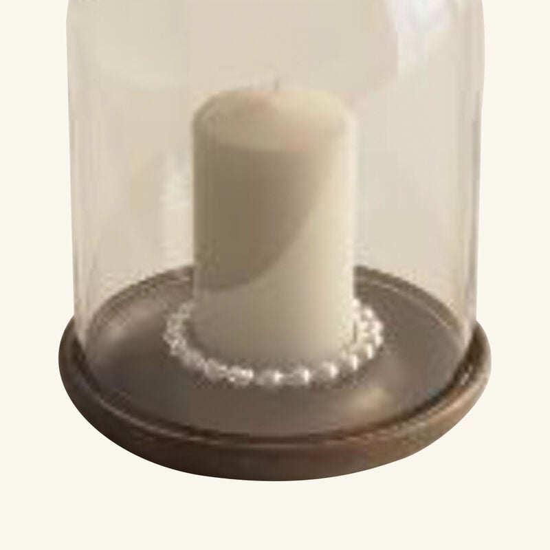 christofle perles hurricane candle holder large walnut 29cm