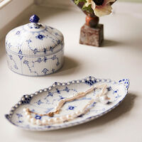 Blue Fluted Plain Bonbonniere Box White royal copenhagen blue fluted plain bonbonniere box white