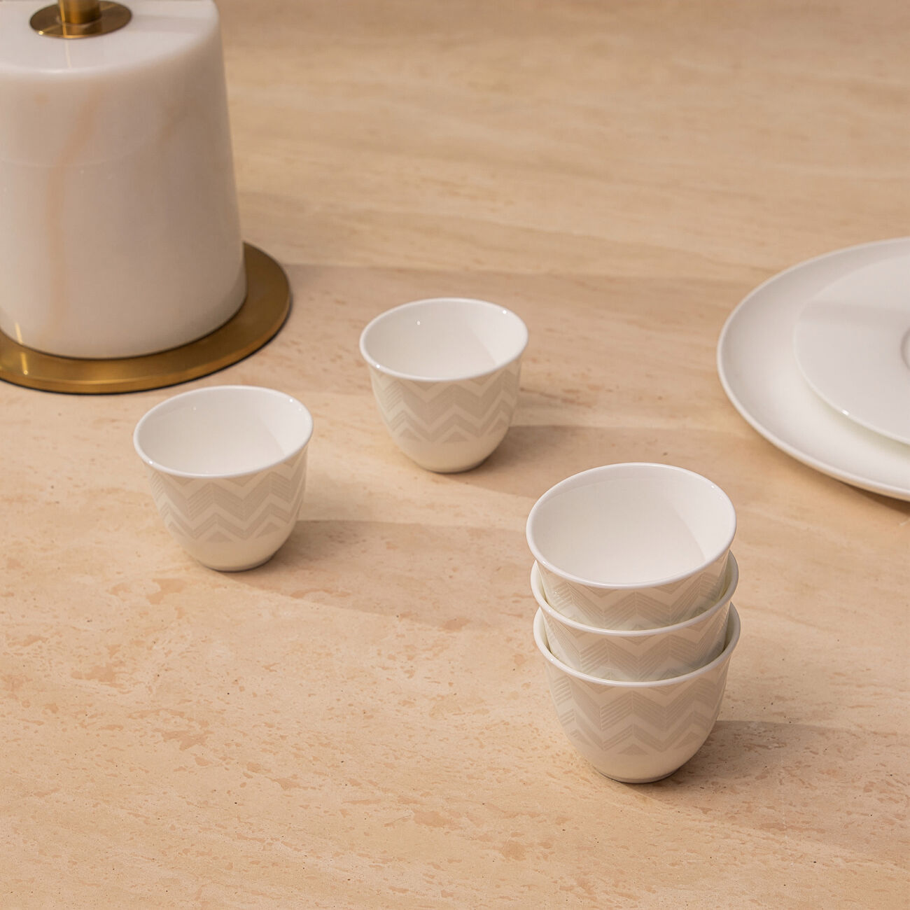 ميسوني هوم فنجان عربي زيج زاج أبيض طقم ست قطع