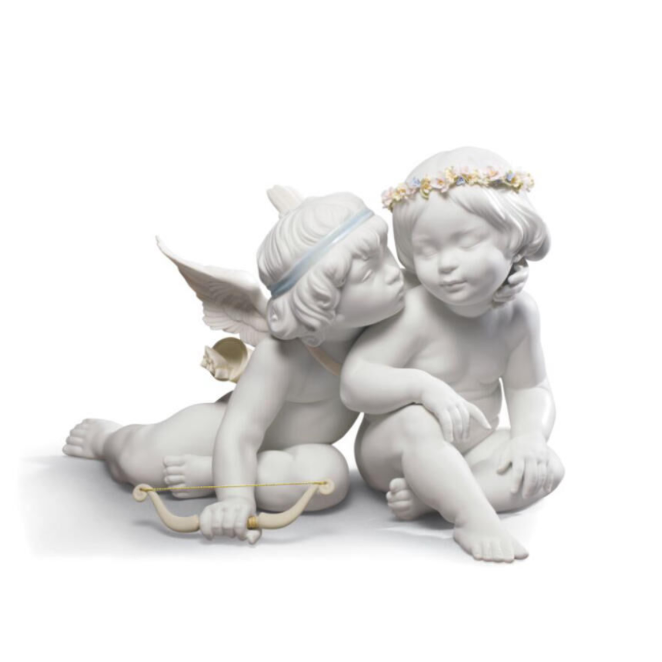 lladro eros and psyche angels sculpture medium white