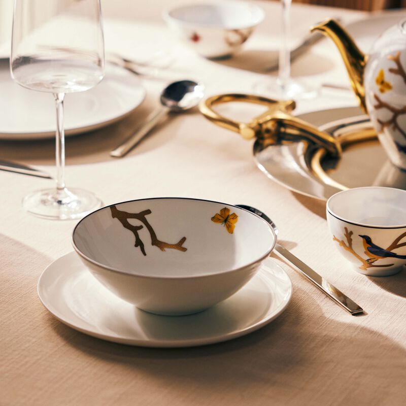 bernardaud aux oiseaux bowl round gold 17cm