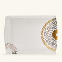 دملاج طبق قمر للضيافة بتصميم مستطيل أبيض اللون   39 سم