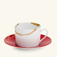 Kintsugi Rouge Teacups And Saucers - Set Of 2 bernardaud kintsugi rouge teacups and saucers set of 2