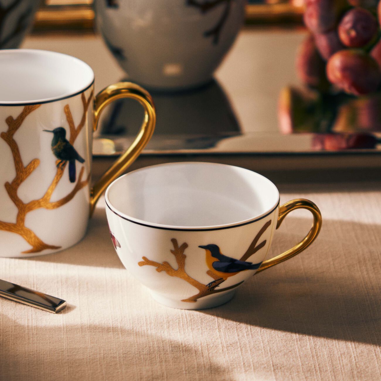 bernardaud aux oiseaux tea cup gold