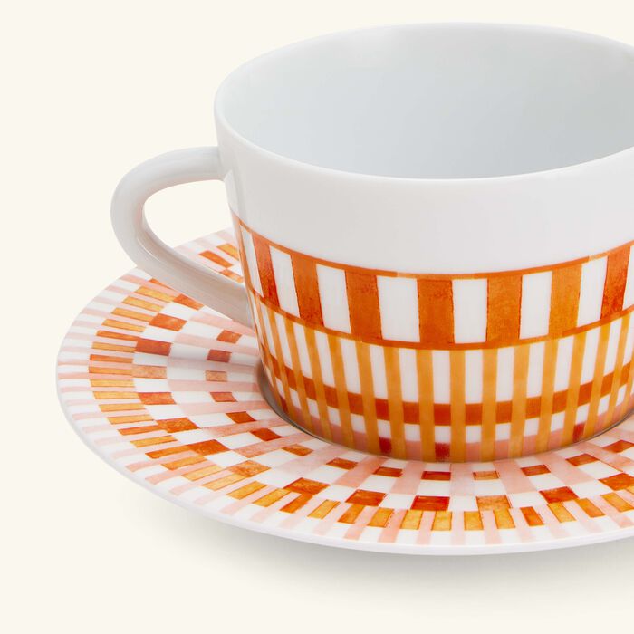 bernardaud terra rosa tea cup   saucer orange set of 2