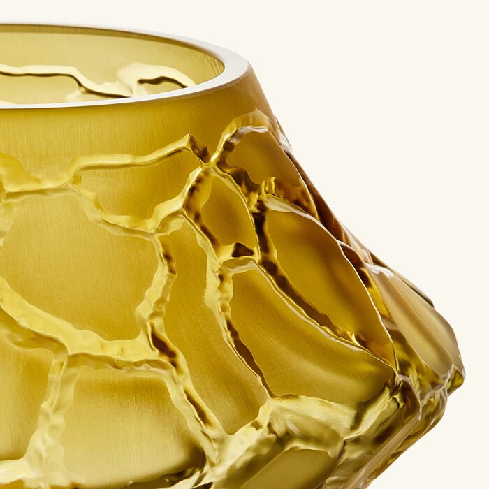 lalique terramineral caldera vase votive round mini yellow