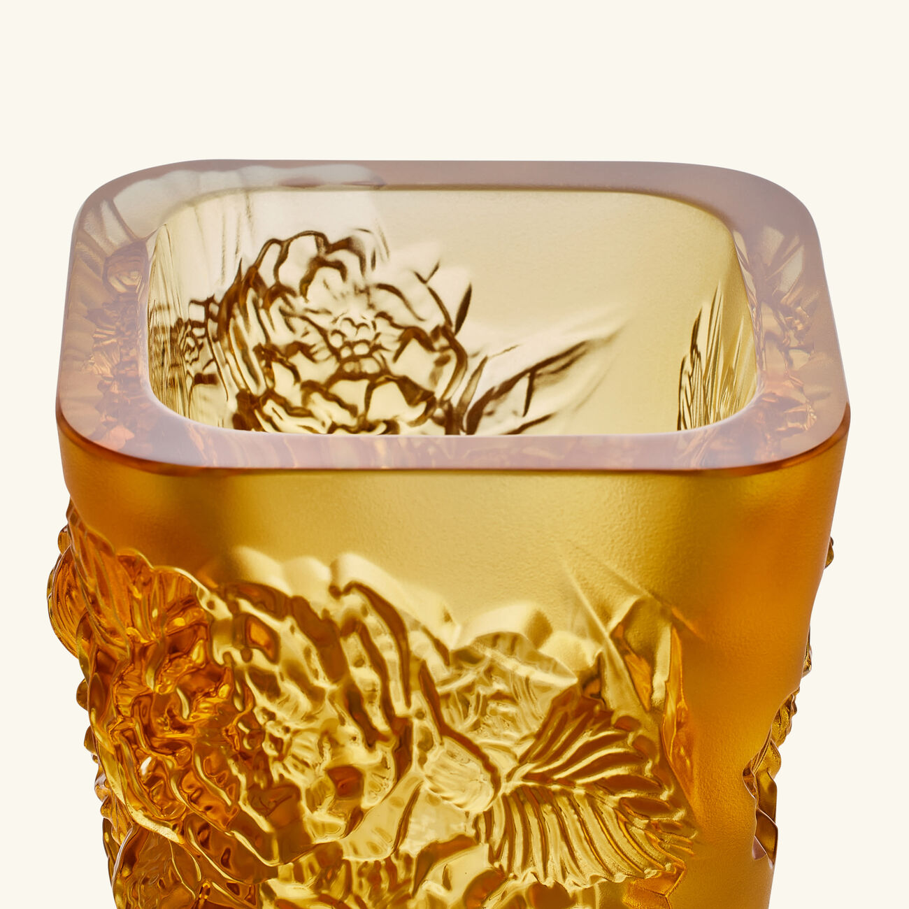 lalique pivoines vase mini yellow