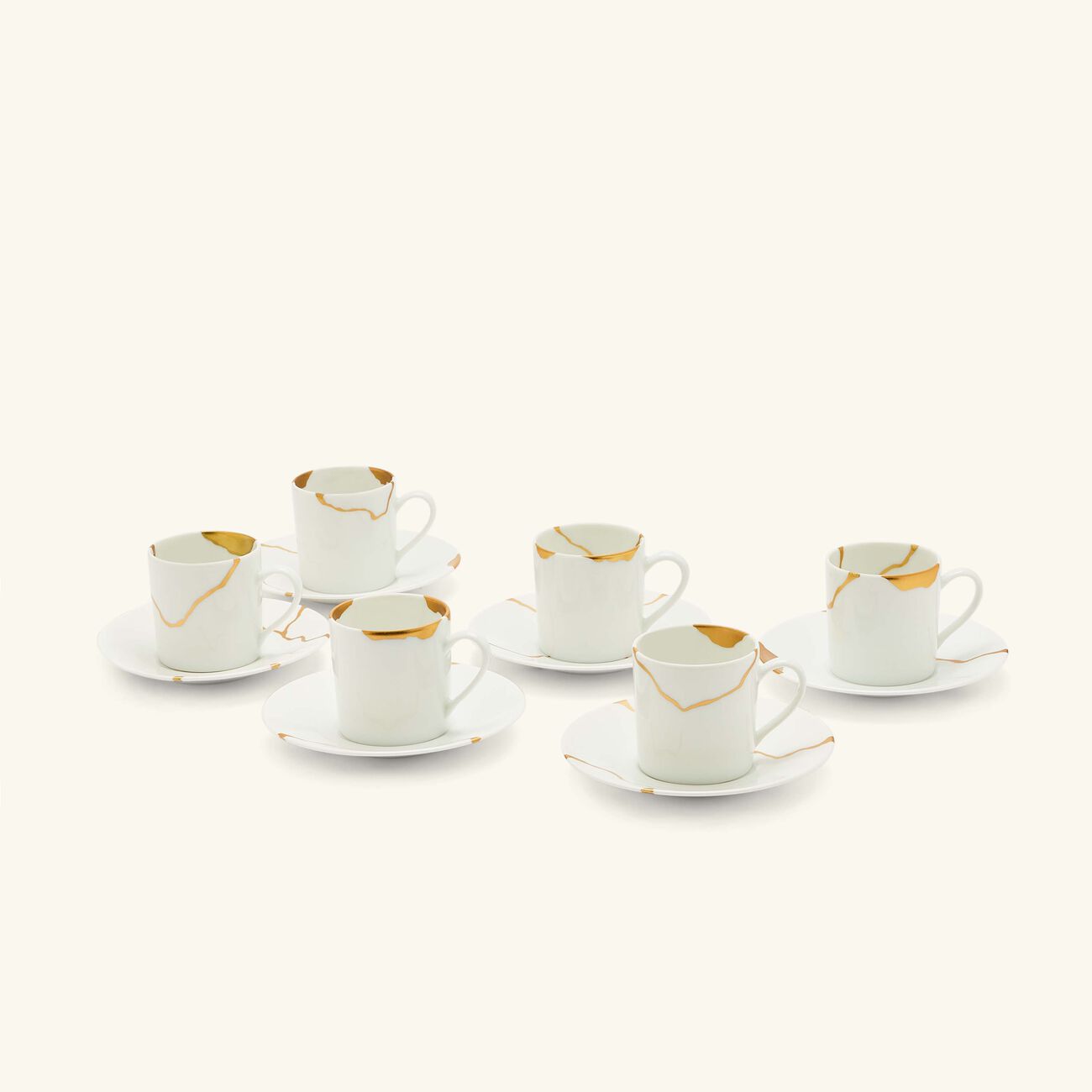 bernardaud kintsugi coffee cup saucer white set of 6