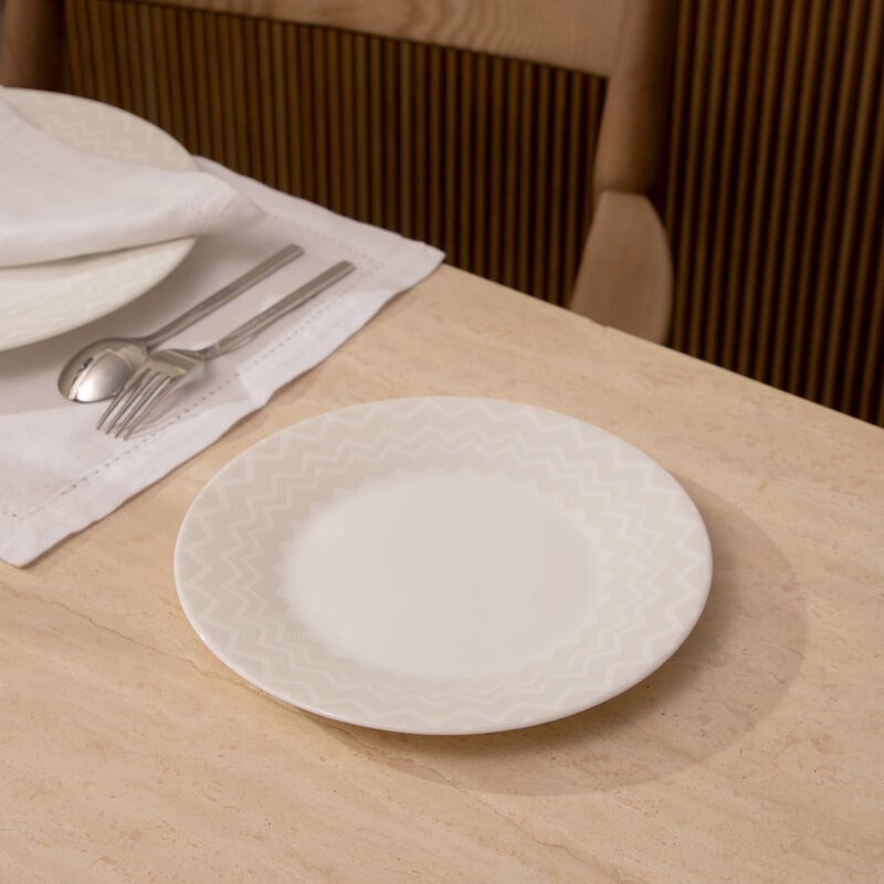 ZIG ZAG Dessert Plate Round White 21 cm Set of 2 missoni home zig zag dessert plate round white 21 cm set of 2