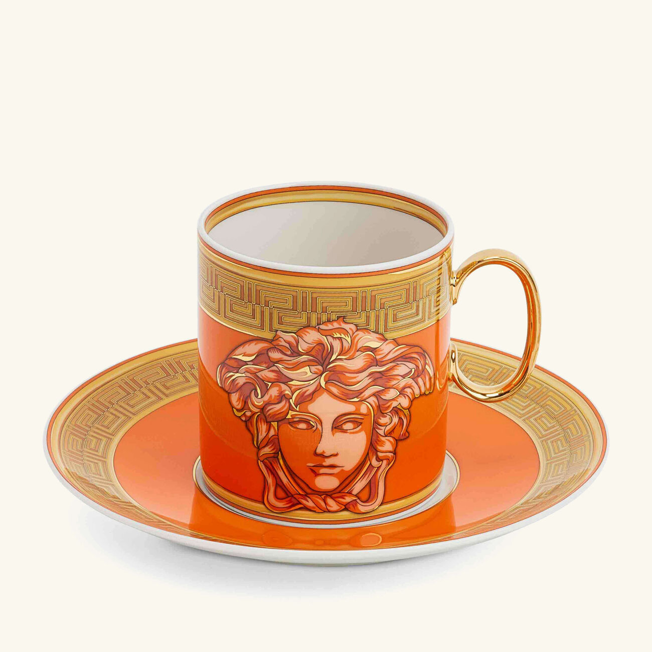 versace orange coin coffee cup saucer orange