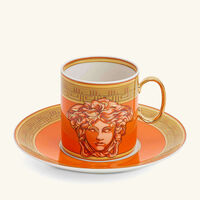 versace orange coin coffee cup saucer orange