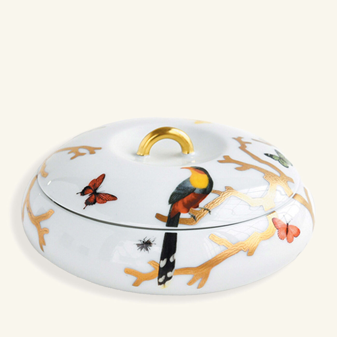 bernardaud aux oiseaux decorative box gold
