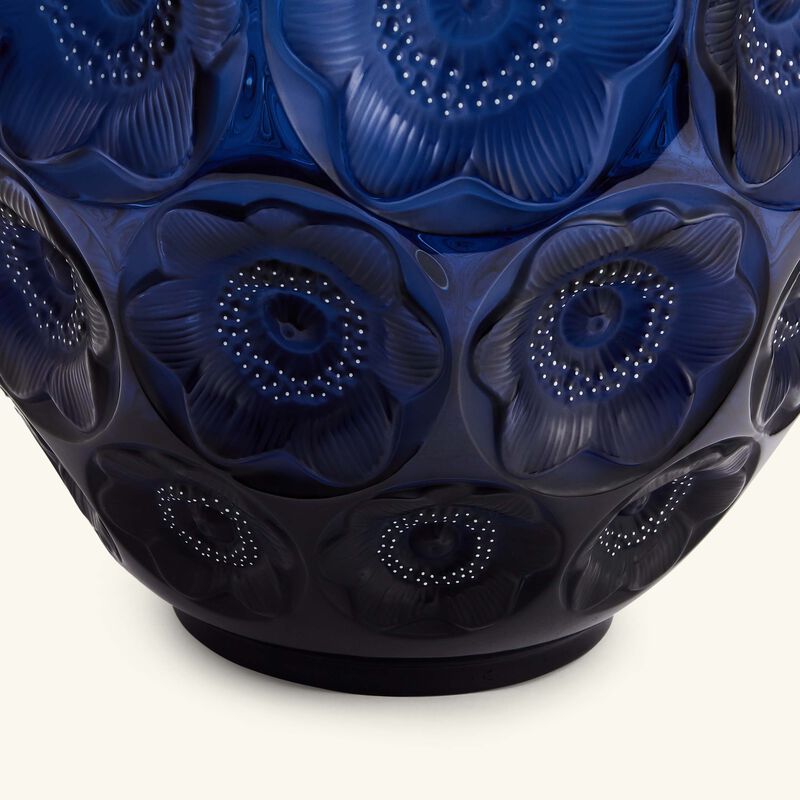 Anemones Vase Large Blue lalique anemones vase large blue