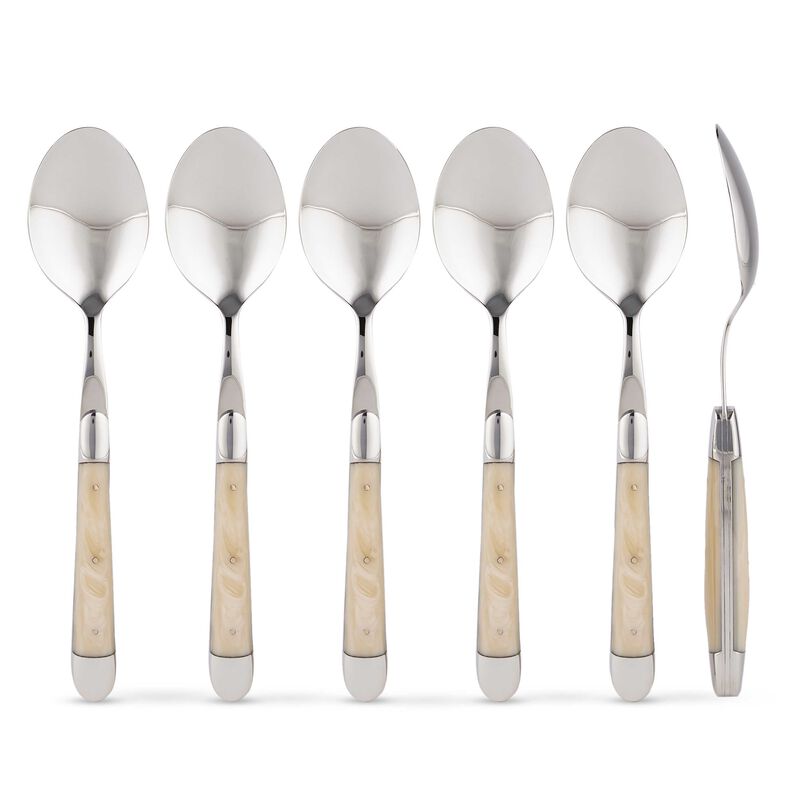 Set of 6 - Acrylic Handle Soup Spoons, large