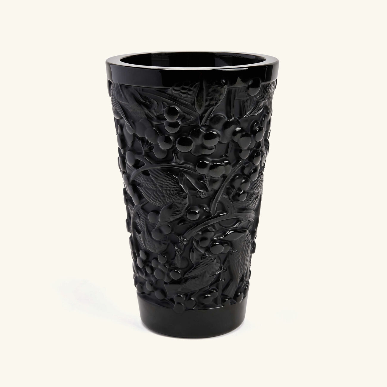 lalique merles et raisins vase small black