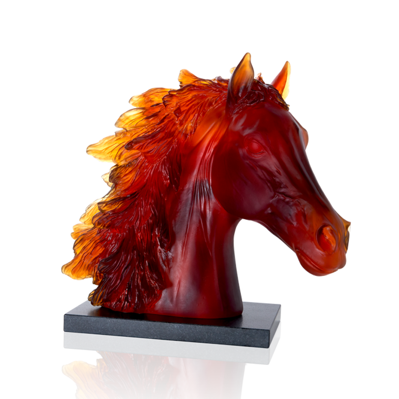 Cheval Horse Head Sculpture On Stand, large
