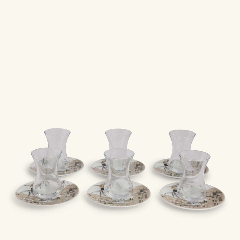 Naseem Tea Cup & Saucer Clear Set Of 6 silsal naseem tea cup saucer clear set of 6