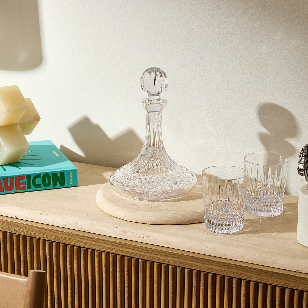 waterford lismore ships decanter clear