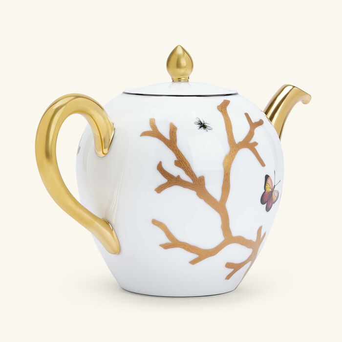 bernardaud aux oiseaux tea pot gold