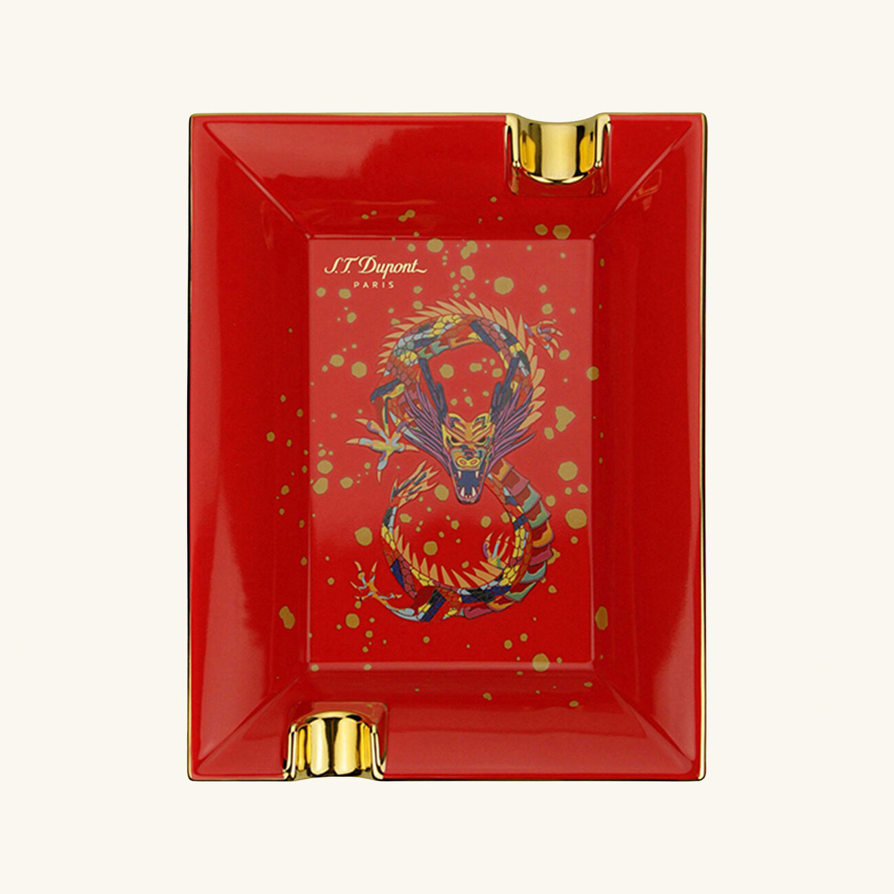 st dupont year of the dragon ashtray rectangular red small
