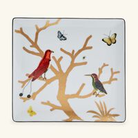 bernardaud aux oiseaux serving platter sqaure gold 22cm