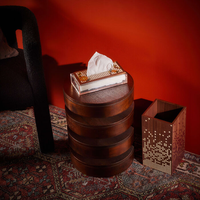 aya the art of living wooden waste basket brown