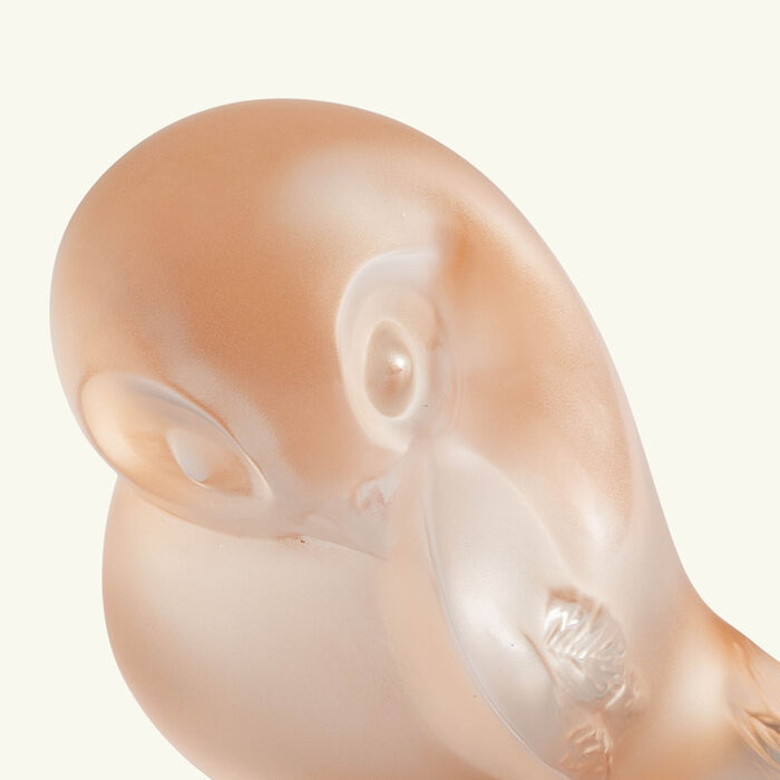lalique piou tail down sculpture small pink