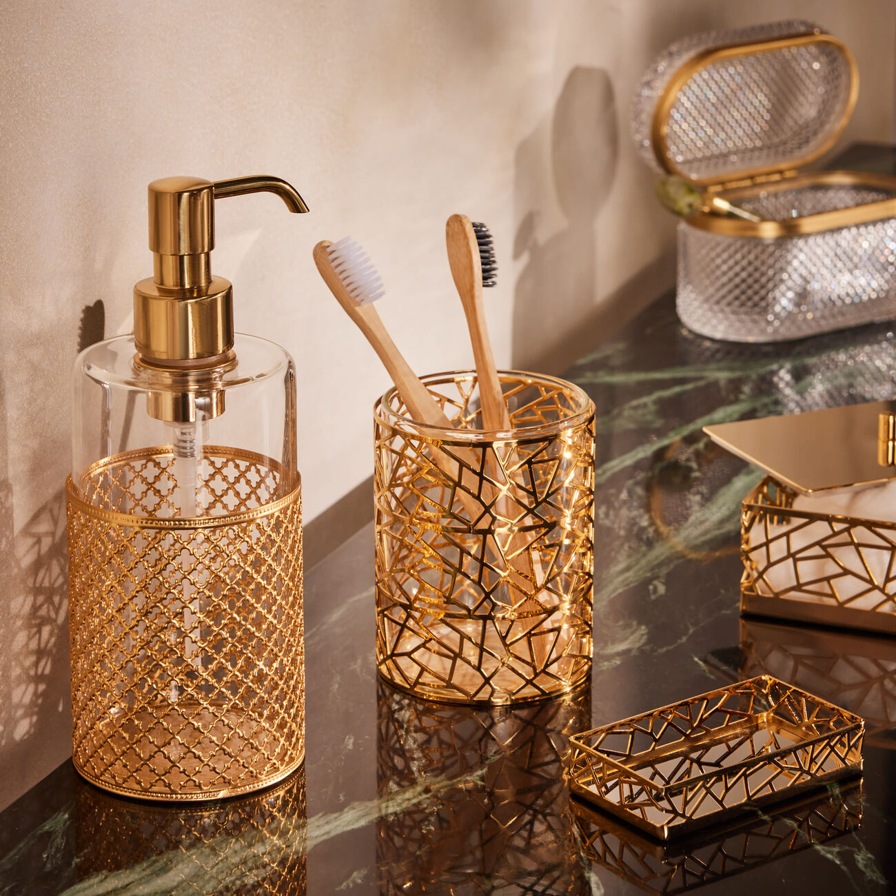 villari firenze soap dispenser gold