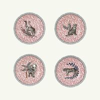bernardaud collection braqueni dessert plate round red 21cm set of 4