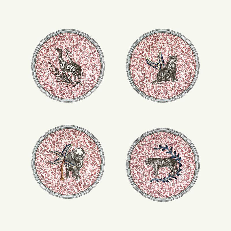 bernardaud collection braqueni dessert plate round red 21cm set of 4
