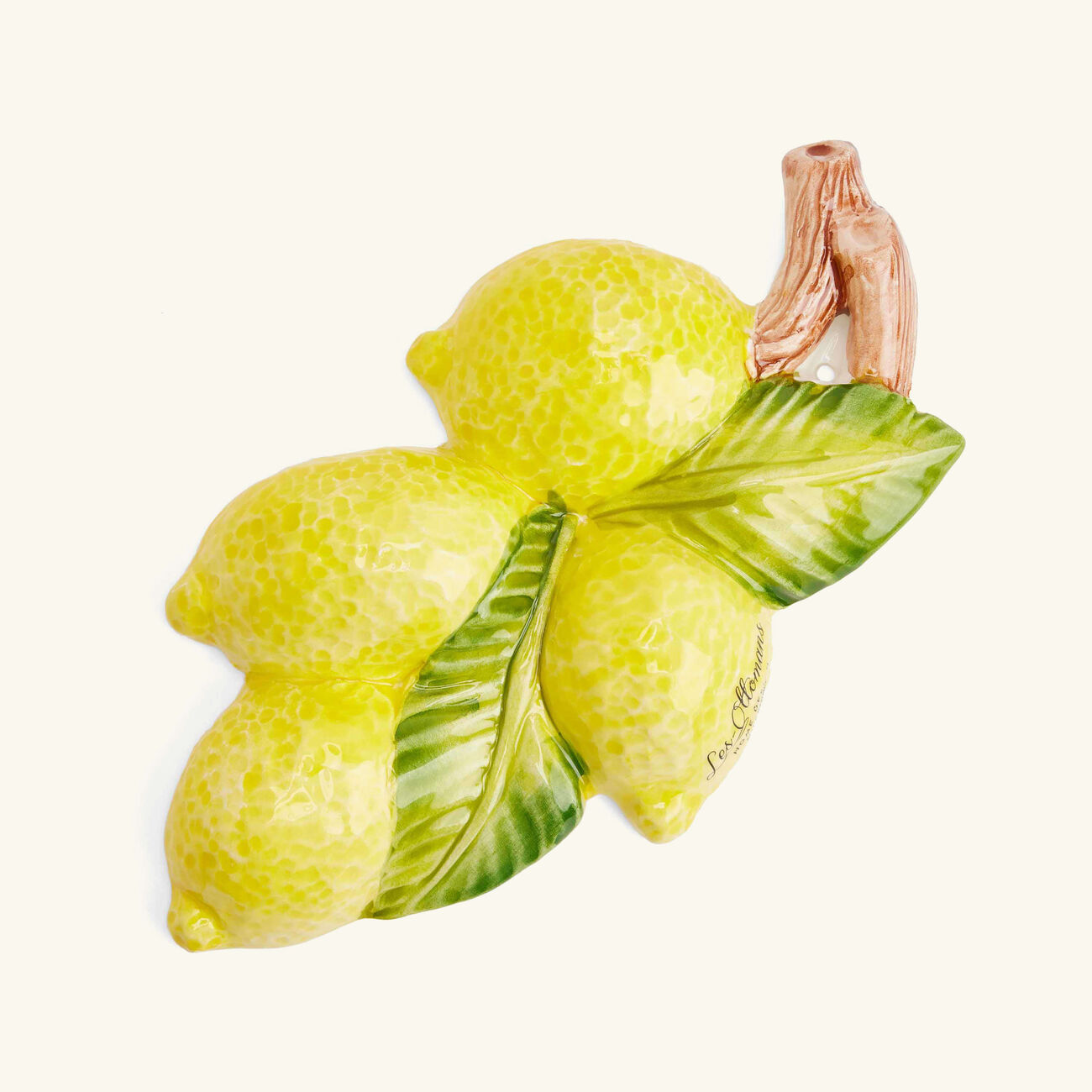 لي أوتومان منحوتة بتصميم الليمون صغيرة صفراء