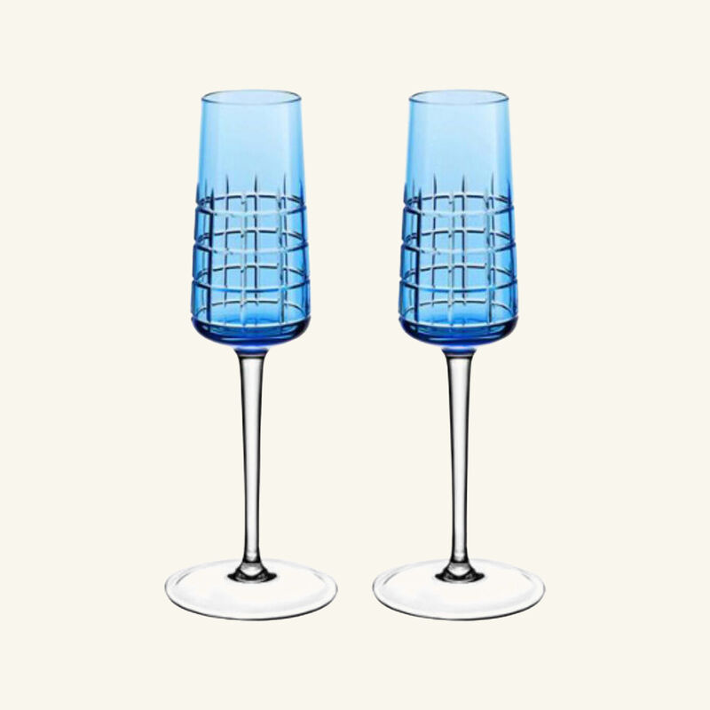 Graphik Champagne Glass Set Of 2 Blue christofle graphik champagne glass set of 2 blue