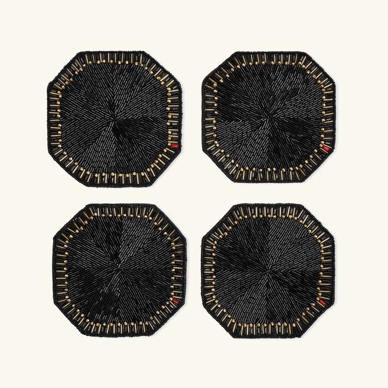 Louxor Coaster Black Set Of 4 kim seybert louxor coaster black set of 4