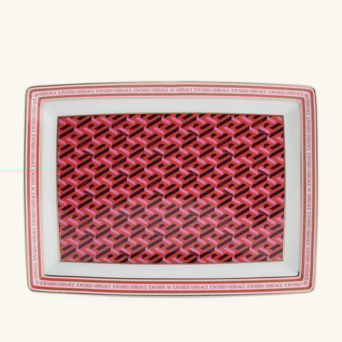 versace la greca signature serving platter rectangular red 21cm