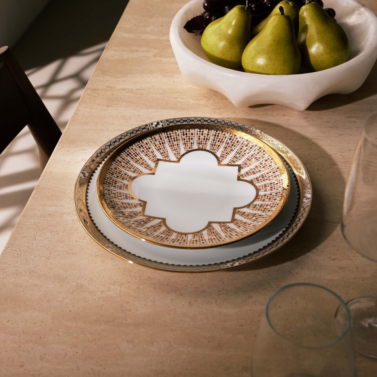 haviland cavalier royal dinner plate round gold 28cm set of 2