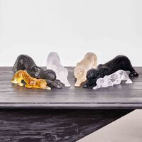 lalique zeila panther sculpture small yellow