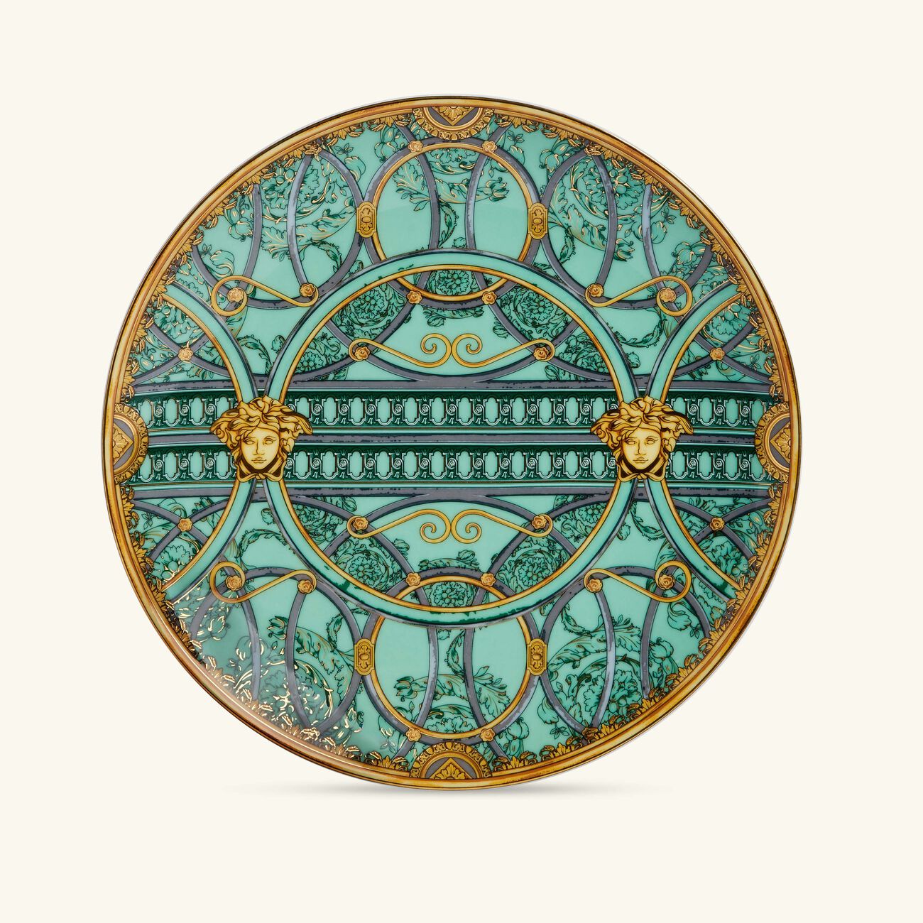 versace scala del palazzo plate round green 21cm