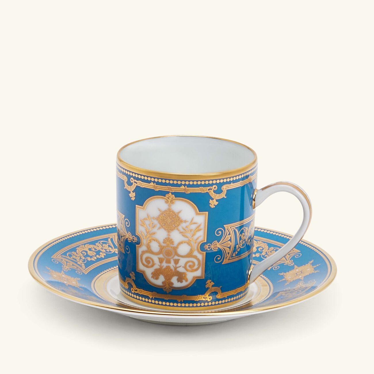 bernardaud aux rois coffee cup   saucer blue