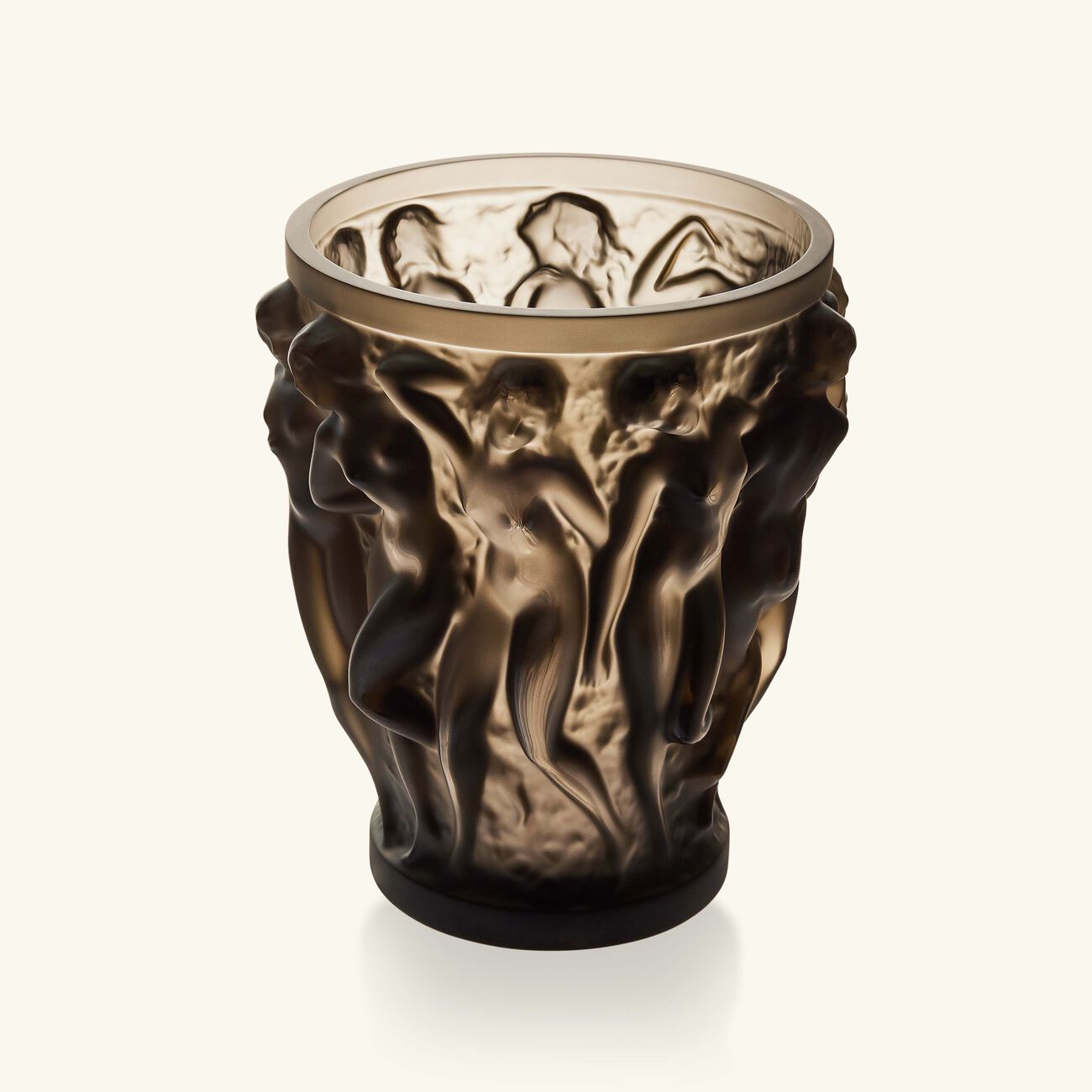 lalique bacchantes vase small brown