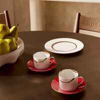 Kintsugi Rouge Teacups And Saucers - Set Of 2 bernardaud kintsugi rouge teacups and saucers set of 2